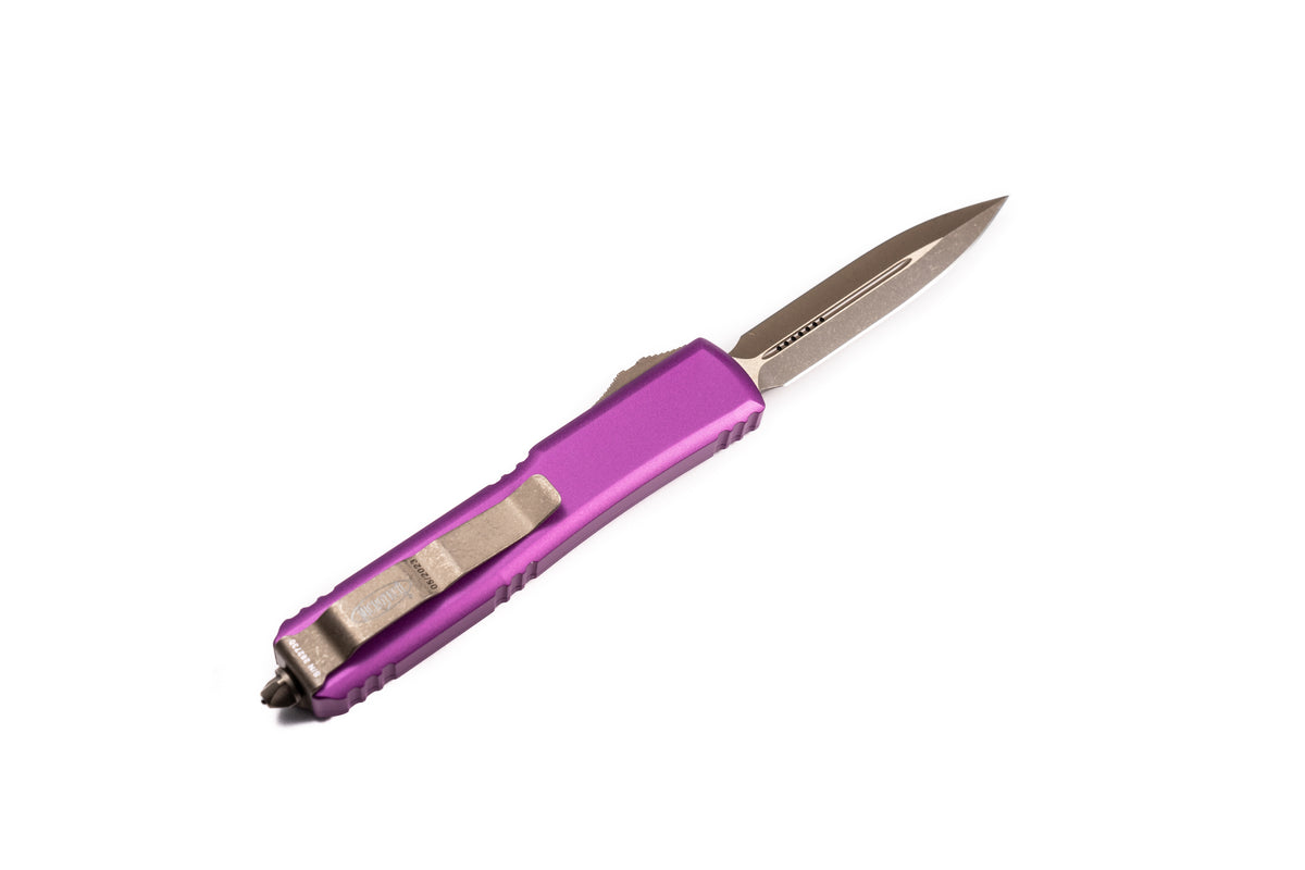 Microtech Ultratech 122-10APPU Double Edge Apocalyptic Blade, Purple Handle